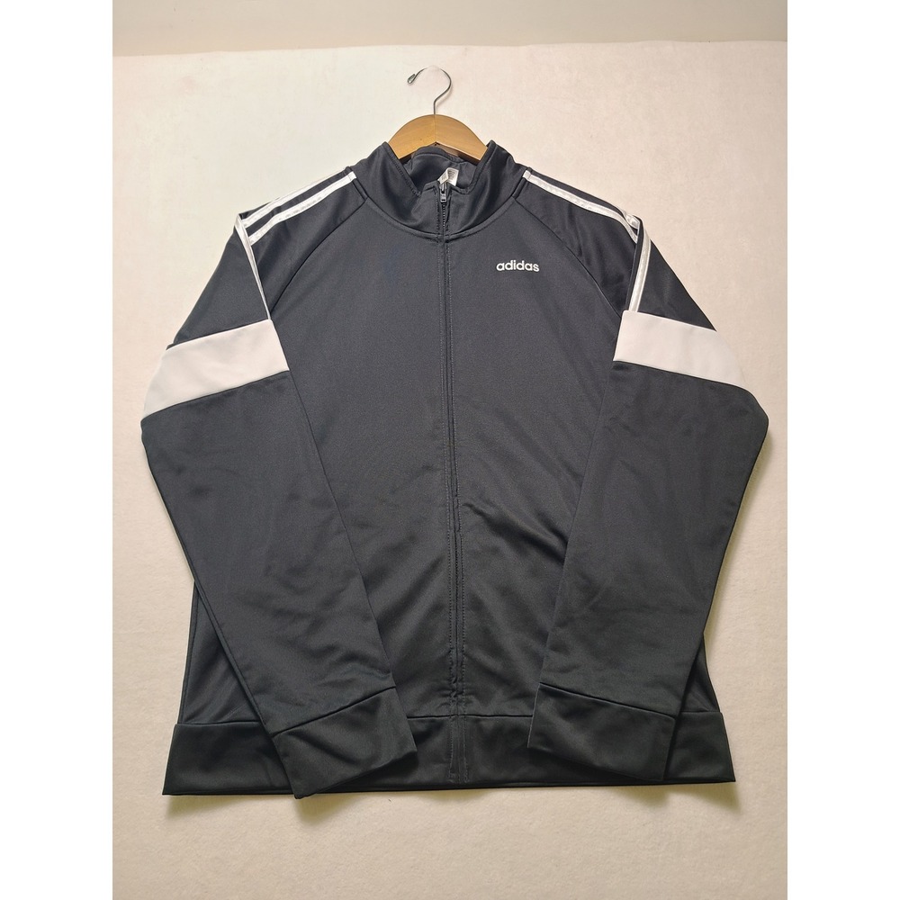 Adidas XL 18/20 Track Jacket Sporty Streetwear Black White Full Zip Mock Neck